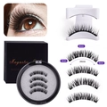 3D Magnetic Eyelashes kit with applicator tool and storage case in natural black finish - 24P-4 with White V-Type Tweezer