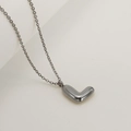 Polished silver bubble letter L pendant necklace made of durable stainless steel - Letter L / Silver