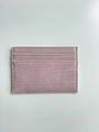 Slim light purple cross-pattern PU leather card holder with multiple card slots - Nude Crocodile Pattern