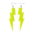 Fluorescent yellow acrylic lightning bolt drop earrings with silver metal hooks - Yellow Lightning