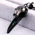 Fashionable black crow skull pendant in titanium steel with matching black chain necklace - Black (No Chain)
