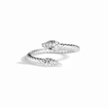 Eleganter Schlangenring aus S925 Sterlingsilber mit grünen Edelsteinaugen und Zirkonia - Weißgold