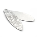 Silver teardrop stainless steel pendants with floral engraving and smooth finish - Floral Engraved Teardrop Pendant 13mmx47mm
