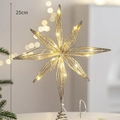 Estrella de Belén dorada de 25cm para árbol con luces LED cálidas y base - Estrella Octogonal Dorada 25cm Con Luz