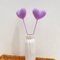 Two handcrafted purple crochet hearts on stems displayed in a white ceramic vase - Single Heart (Finished) / Purple