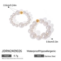 Detalle del juego de 2 anillos elásticos con perlas de 0,6cm y 0,8cm y acero inox - Juego de Anillos de Perla Artificial Elásticos (JDRW2409026)