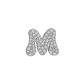 Silver micro-pave letter M pendant charm with cubic zirconia for DIY jewelry - Silver M
