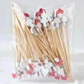 Bamboe cocktailprikkers met rode paddenstoelen met stippen in bulkverpakking - 12cm/100 stuks / Kleine Paddenstoel