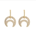 Elegant gold plated heart infinity stud earrings with sparkling cubic zirconia pavé setting - Gold White Zircon Moon Earrings