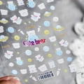 Space bear themed ultra-thin nail stickers with planets and cute cartoons TS613 - Space Bear (TS-613)