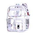 Zaino trasparente impermeabile con bordo bianco e spalline colorate a cartone animato - Bianco