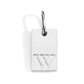 Silver stainless steel rectangular pendant featuring an engraved letter W detail - Steel W / Corroded Lettering 10*6*1.5mm