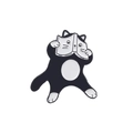 Cute black and white enamel cat badge variant holding a book with cat face design - Cat Reading Book-XZ5635