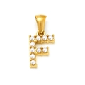 Pendentif lettre F en acier titane doré avec perles blanches élégantes pour colliers - Lettre F (SP149G-F)
