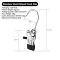 Stainless steel non-slip clip with black rubber coating and heavy-duty hook for storage - 5 Pcs/Pack / Black