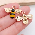 Golden bumblebee enamel charms with yellow and black dripping oil finish for DIY jewelry - Bee