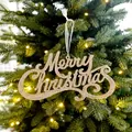 Insegna in acrilico dorato Merry Christmas 20x11cm appesa all'albero di Natale - Oro