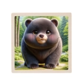 Educational wooden puzzle featuring a cute cartoon bear design for toddlers - Black Bear