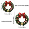 Detailed size chart for Christmas wreath window stickers showing product dimensions - JDT-A22 Red Snowflake & Bow Style