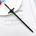 Minimalist black sword-shaped hair pin with intricate hollowed hilt for hanfu styling - Ancient Sword Hairpin / Matte Black