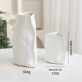 Set of two white pleated ceramic vases with matte texture and gold-edged rim for Christmas - White Small And Large