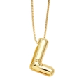 Golden balloon style letter L pendant necklace with polished mirror finish and box chain - Letter L