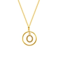 Titanium steel necklace with gold-plated round pendant featuring letter O zircon inlay - Letter O (S-N051-O)