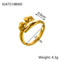 Detail view of 14K gold-plated wrap ring with irregular texture and dimension markings - Irregular Texture Double Ball Style (XJ47514BW0)