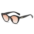 Trend cat-eye sunglasses with black frame and orange gradient lenses from 45-degree angle - Black Frame Gradient Pink Lenses