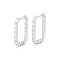 Silver geometric earrings with cross rhombus texture and polished metallic finish - Style K Rectangular Rhombus Texture (KE110353-KFC)