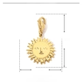 Detailed size parameter of the golden sun face stainless steel pendant with measurements - Sun Face Relief-YF070