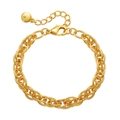 Pulsera retro de oro de 18 quilates con eslabones gruesos y cierre de mosquetón - Oro de 18K / Dorado (KB0380)