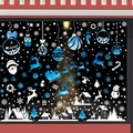 Blue and white Christmas window clings set with Santa Claus and reindeer designs - 8-Pack Combination BQ(400-402)+408+411+(428-430)