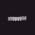 Silver hip hop grillz with micro-p鑲zirconia stones on a dark background - 8-Teeth Bottom (with Molding Bar) / Silver