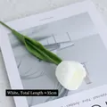 Realistische weiße PU-Tulpe Kunstblume mit dicken Blütenblättern, 35 cm lange Stieldekoration - Weiß