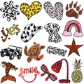 Lot de 17 écussons brodés motifs animaux avec formes de cœur, étoile et voiture - Lot de Patchs Brodés aux Motifs Assortis