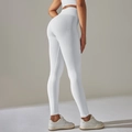 Leggings de yoga blancs sans couture à taille haute avec effet push-up pour fitness - Blanc Lait