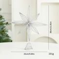 Silver glitter 8-point star Christmas tree topper with dimensions and metal spiral base - Silver Octagonal Star 25*30cm