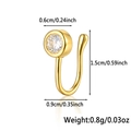 Gold plated 925 sterling silver star nose ring with cubic zirconia cuff no piercing - Round Rhinestone-Gold