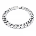 Collana a catena cubana argento 20mm lucida con chiusura di sicurezza rettangolare - 42cm / Acciaio Liscio