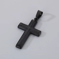 Classic black stainless steel cross pendant with detailed vintage engraving style - Style B Black-Vintage Textured Engraving (No Chain) (KP130982-HR)