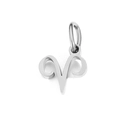 Macro side view of silver Aries zodiac pendant charm made of polished stainless steel - Aries (Silver)