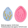 Pink silicone mold and blue wheat ear birdcage relief pendant with size dimensions - Wheat Pastoral Style (17-238) / Pink