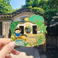 Chinesischer Kräutergarten 3D Metall Kühlschrankmagnet mit Architektur und Cartoon Mönch - Baicao Garten