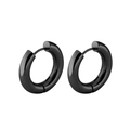 Minimalist round stainless steel hoop earrings in polished black finish for women - 20mm Pair / Black