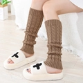 Winter chunky knit cable leg warmers in coffee brown for JK style and warmth - One Size / Khaki