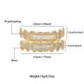 Hip hop gold plated iced out grillz set with crystal zircon and dimension measurements - Gold (Full Set)