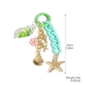 Porte-clés mignon avec liquide vert pendentif étoile de mer et chaîne menthe - K2508-7 Étoile de Mer Dorée