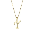 Gold plated 18K necklace featuring a letter Y pendant with sparkling zircon crystals - Letter Y