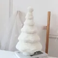 Décoration de table sapin de Noël minimaliste en feutre de laine blanche à étages - Sapin en peluche 3D - Blanc / Blanc